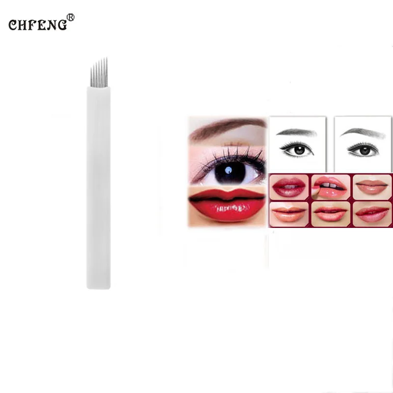 Бровей татуажные иглы для перманентного макияжа 10 шт 7Pin одноразовые кисточки губ