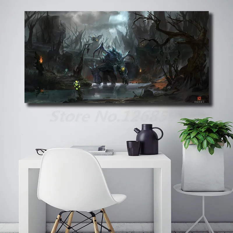 Dota 2 Roshan обои настенные художественные холст постер и печать Картина