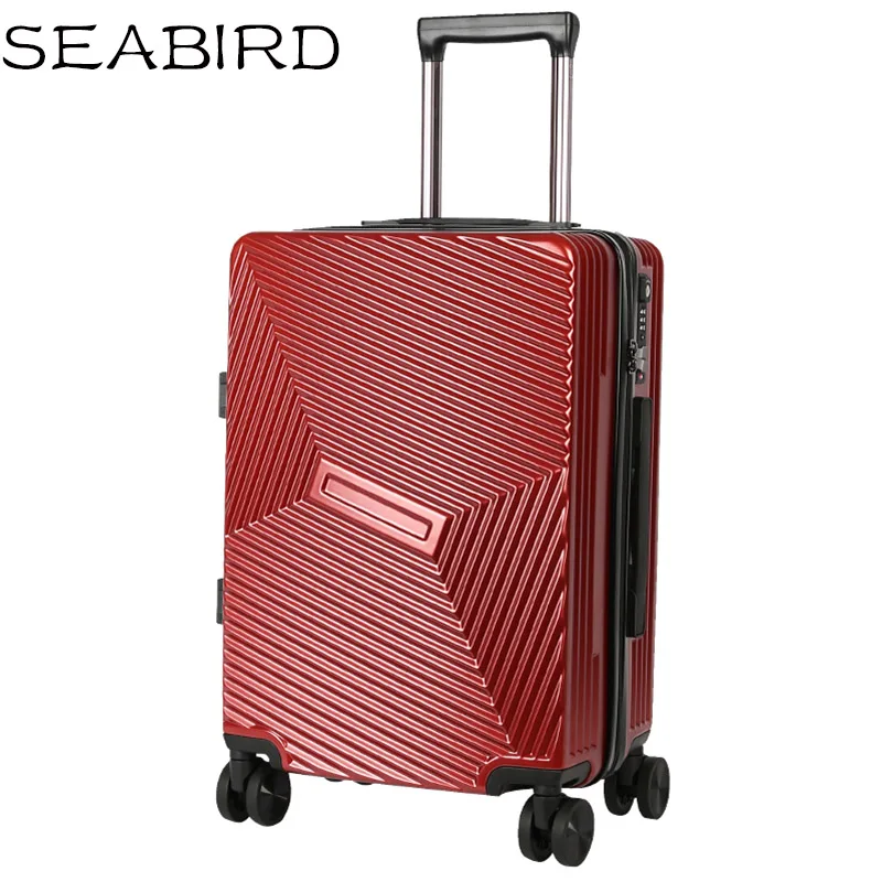 red SEABIRD 2" 24" алюминиевый каркас чемодан на колесиках для путешествий Spinner Carry On Cabin Rolling Hardside чемодан - Цвет: red
