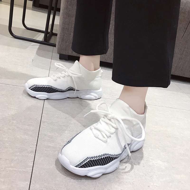 Летние сетчатые Женские Дышащие tenis feminino на шнуровке Уличная Повседневная обувь