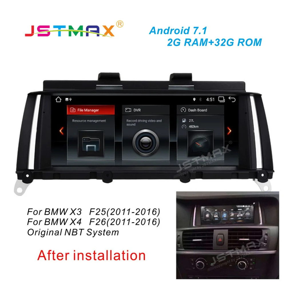 JSTMAX 8 &quotAndroid 7 1 автомобильный Радио Аудио стерео плеер для BMW X3 F25/BMW X4 F26 2011 2012 2013 GPS