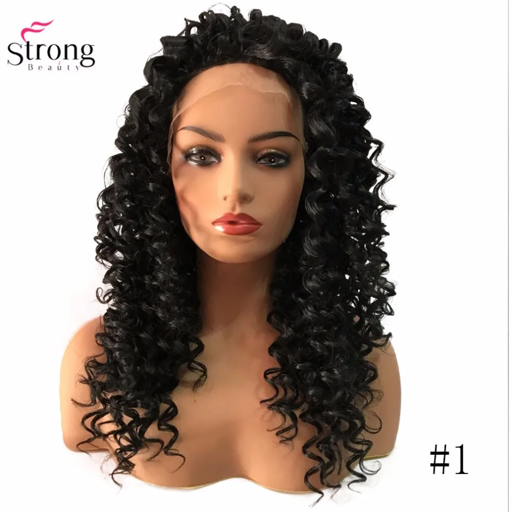 StrongBeauty синтетические волосы на кружеве Искусственные парики коричневый/черный длинные нахальный вьющиеся волосы шиньон синтетическ