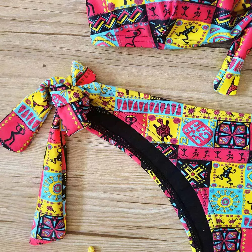 Sexy Swimwear Women 2018 Brazilian Bikini Set Tie Side Swimsuit Printed Padded Bathing Suit Female Bathers Miao Beachwer Biquine |