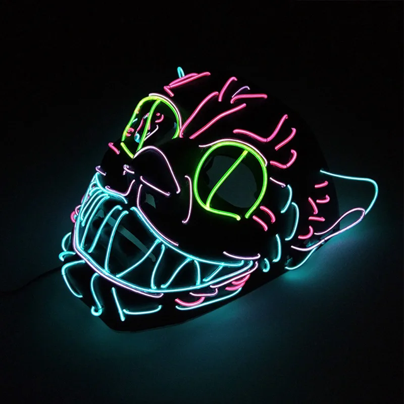 LED King Cat маска для Хэллоуина вечерние светящиеся украшения EL светильник лица
