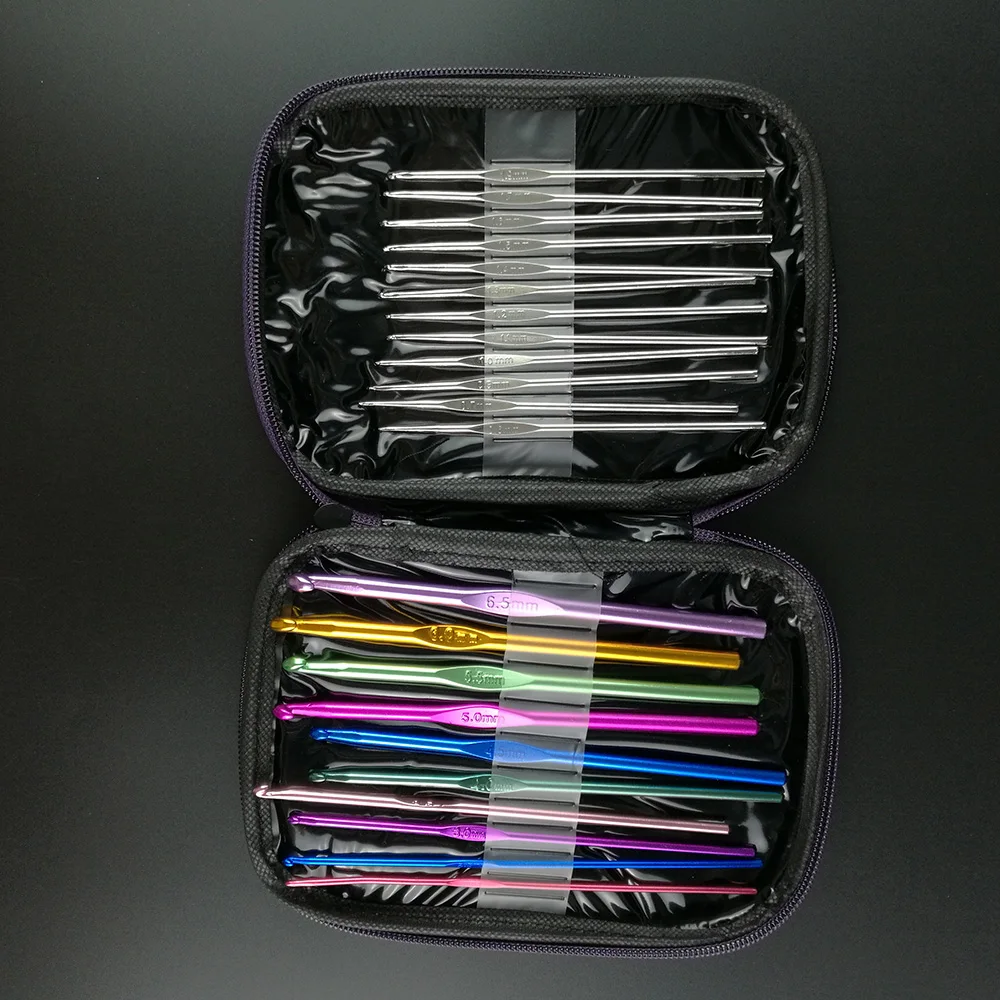 

22Pcs Multicolour Aluminum Crochet Hook Knitting Needle Set Knitting Kit Needles Handle Knit Set Weave Craft Yarn Stitches +Case