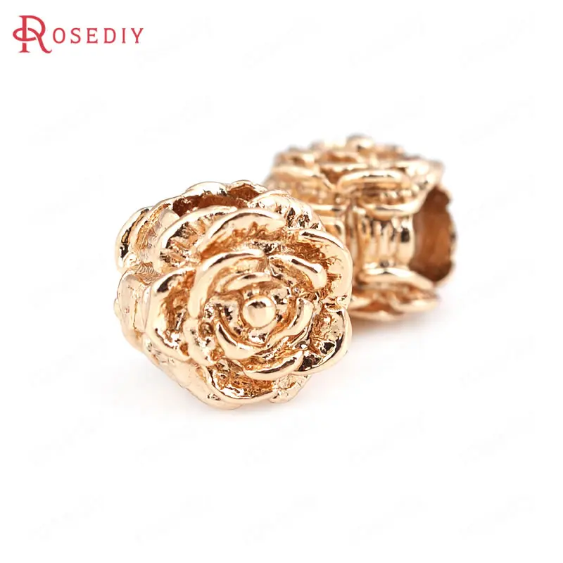 Бусины из латуни с большим отверстием 8 5 мм 24 К цвет Шампань позолота разделитель