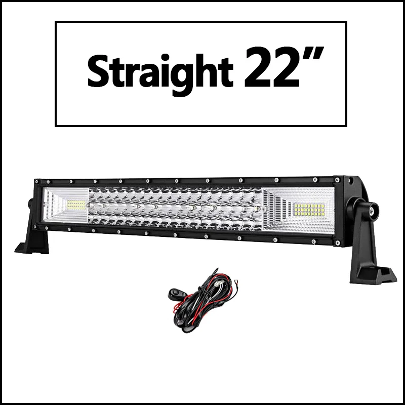 Oslamp 3-ряд " 12" 1" 20" 2" 23" 3" 42" 5" Изогнутые свет бар offroad LED-бар место луч световой индикатор работы бар 12 В 24 В - Цвет: 22 Straight and wire