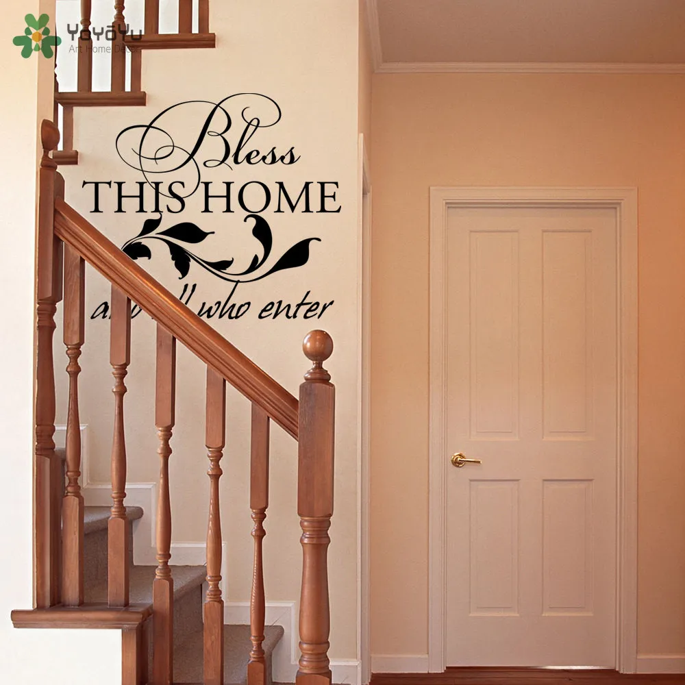 

Home Decor Quotes Bless This Home And All Who Enter Vinyl Wall Stickers Art Mural Removable Interior Design Adhesive DecalsSY231