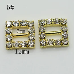5 Блестящий Квадрат 10 шт. золотой пряжкой Rhinestone Diamante Лента слайдер Свадебное приглашение украшения пряжки металла кристалл - Цвет: 5