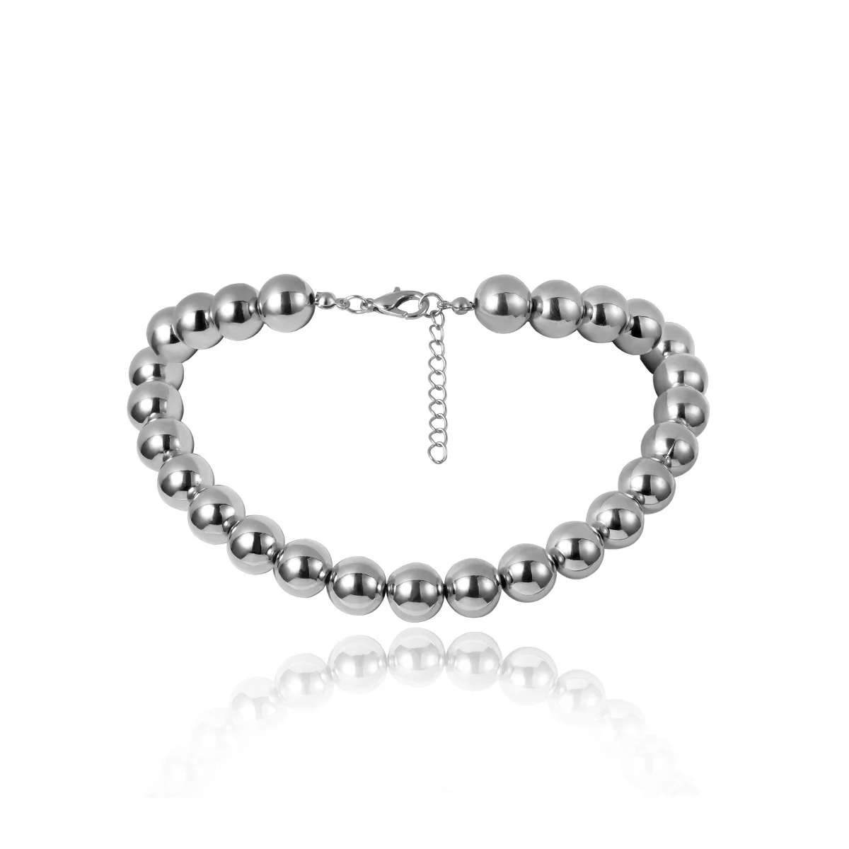 silver Новое Серебряное колье-чокер с акриловыми кабошонами для женщин простой Джокер Мода Гипербола короткое ожерелье, ювелирные аксессуары оптом - Окраска металла: silver