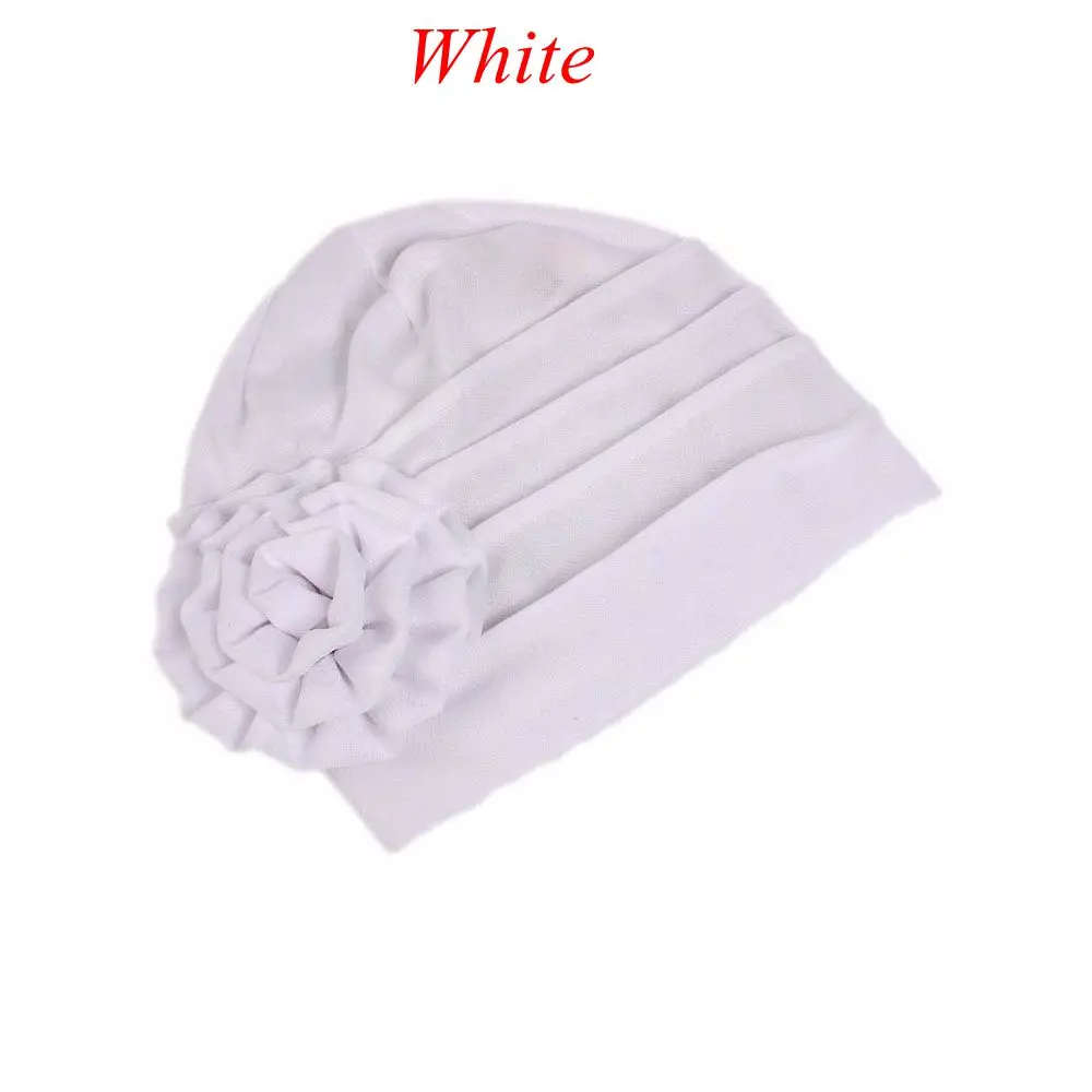 white 1 шт. новые женские шапки весна лето Цветочный бини шапка стрейч мусульманский тюрбан шапка после химиотерапии шапка выпадения волос Головной шарф обертывание хиджиб шапка - Цвет: white