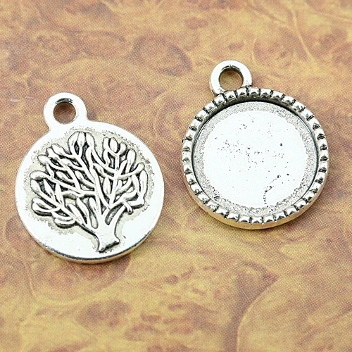 

58pcs tibetan silver color tree pattern cabochon settings EF1279