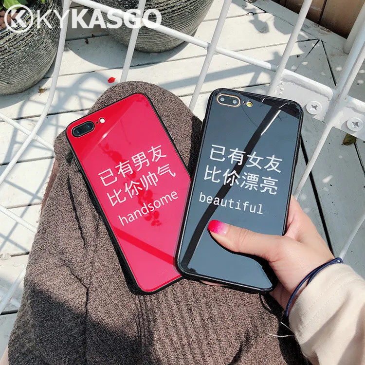 KYKASGO чехол из закаленного стекла для iPhone X с милым сердцем жесткая задняя крышка