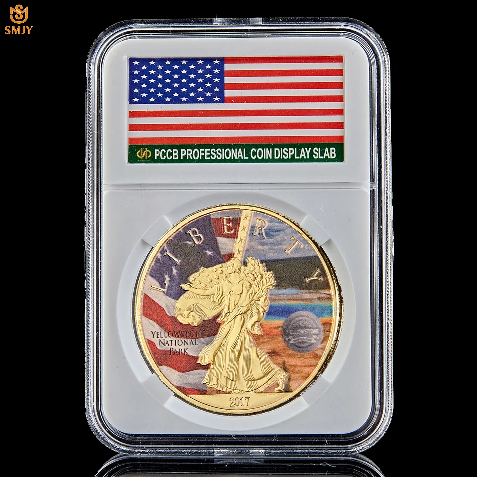 

2017 American Yellowstone National Park USA Statue Of Liberty In God We Trust W/PCCB Protection Box