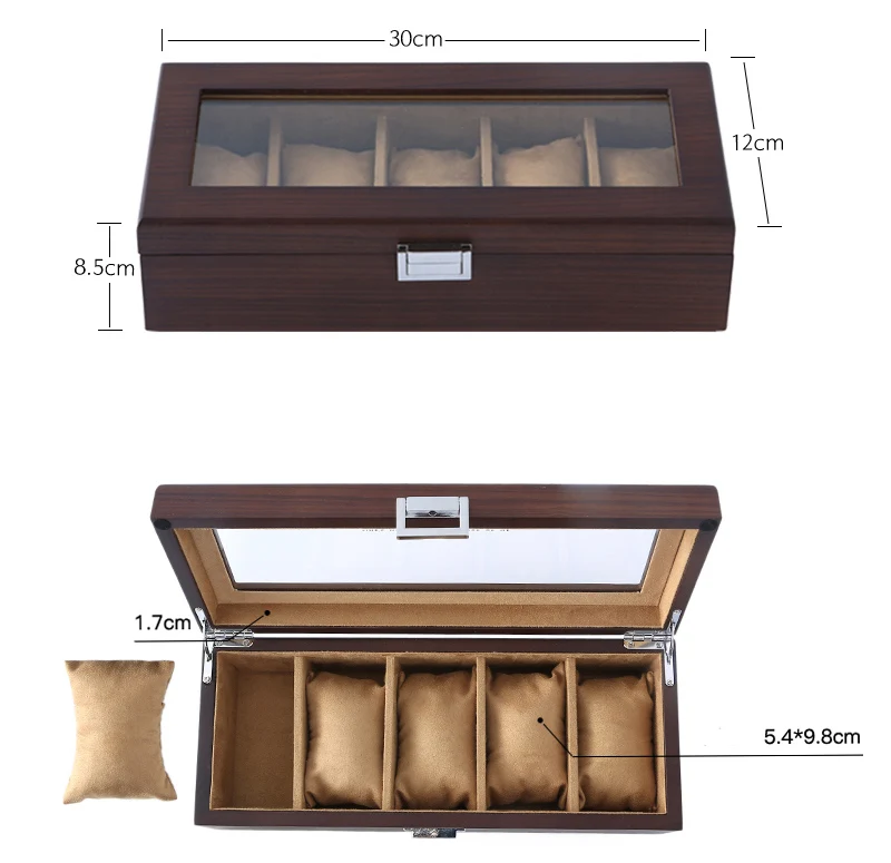 Luxury 5 Grids Handmade Wood Watch Box Clock Case Time for Holding | Наручные часы