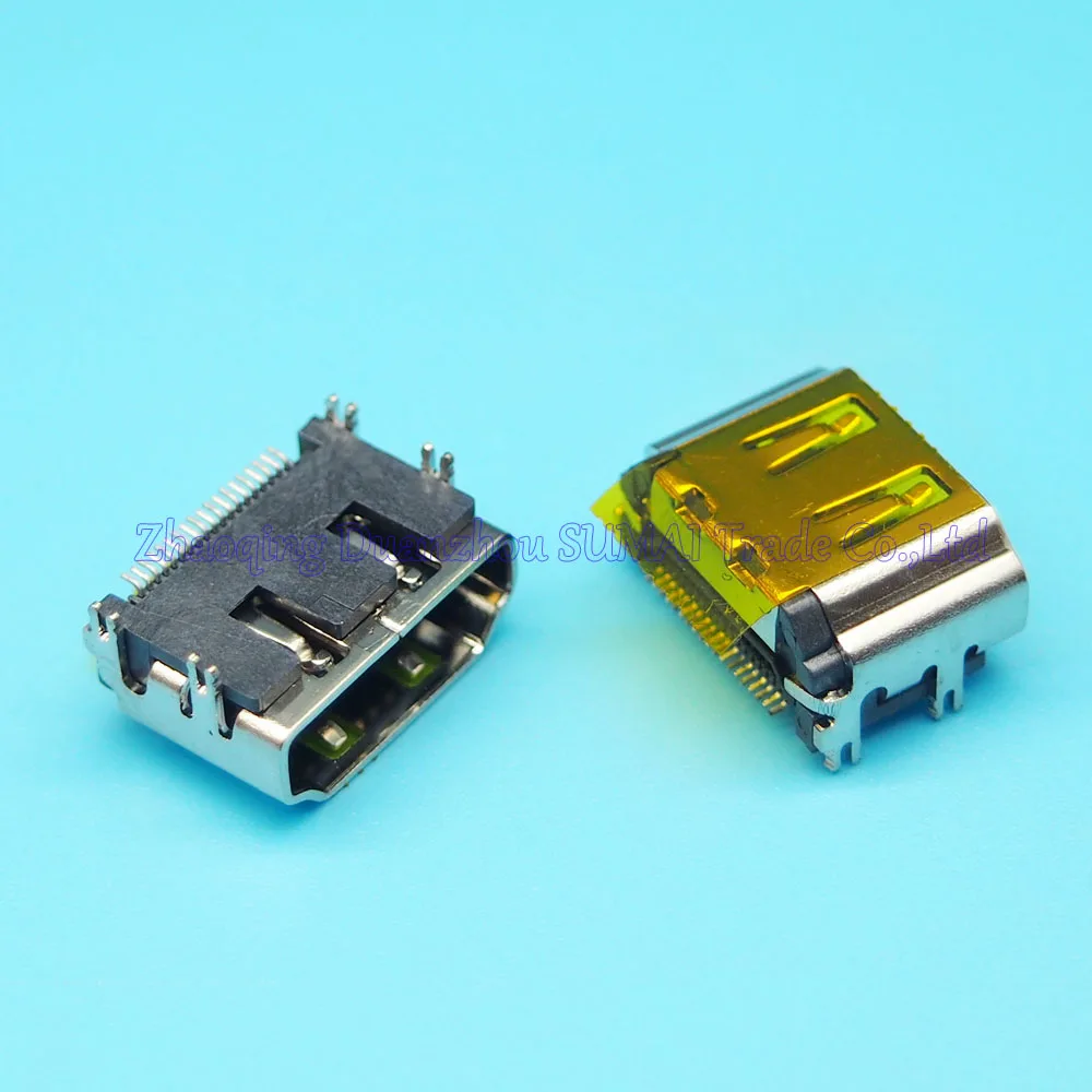 10 шт./лот HDMI гнездовой разъем 19pin Разъем для samsung hp acer lenovo и т. Д. VGA 180 градусов 4