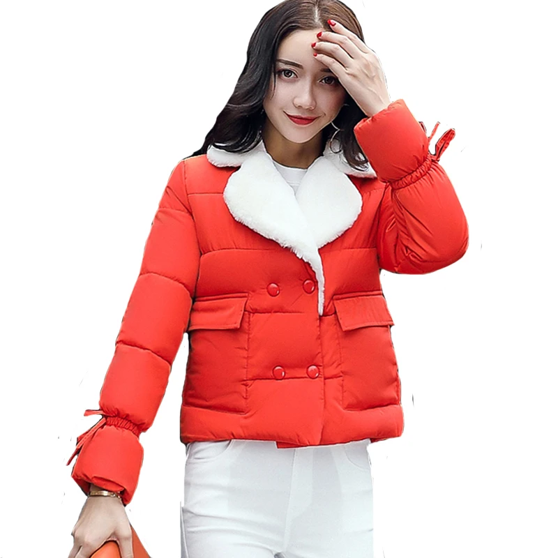 2019 turn down collar women winter coat female outerwear ladies thick warm short jacket slim breast button jaqueta feminina | Женская