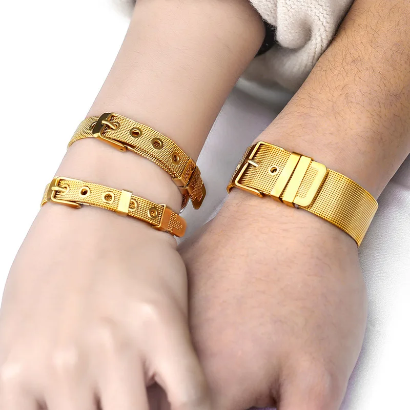 Мужские сетчатые браслеты LKBM164 золотого и серебряного цвета из нержавеющей стали
