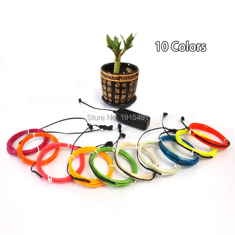 10 видов цветов в наличии водонепроницаемый 3В неоновый гибкий светящийся EL