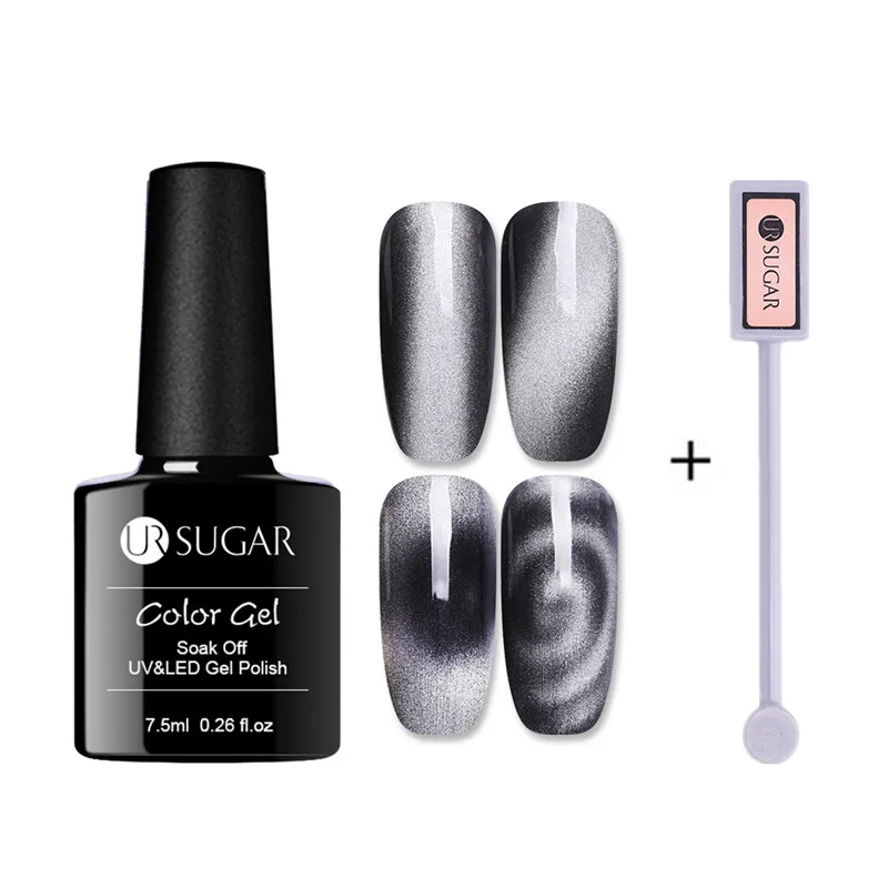 cat eye with stick6 Ur Sugar голографический 3D Гель-лак для ногтей с кошачьими глазами 7,5 мл Магнитный лазерный блеск впитывающий УФ-гель лак для маникюра - Цвет: cat eye with stick6