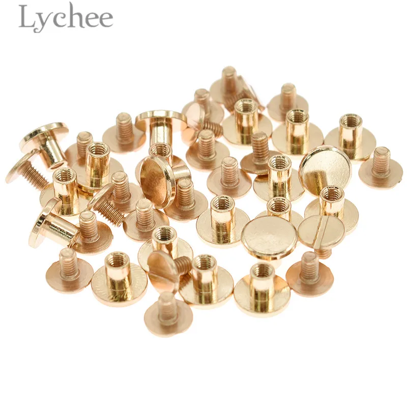 Lychee 20 шт. 5 мм/6 мм/8 мм винтовые заклепки из твердой латуни металлические заклёпки