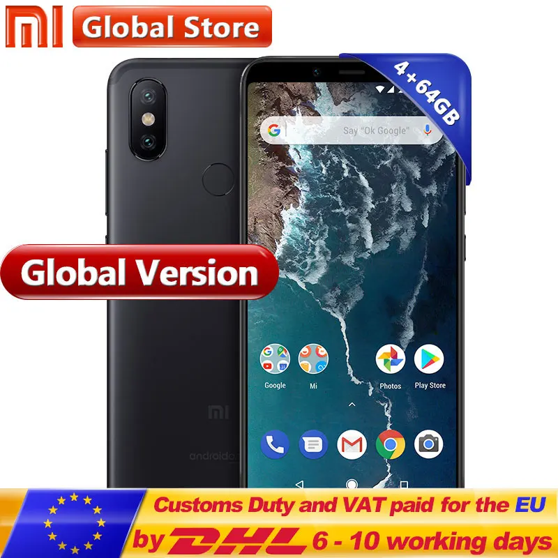Глобальная версия Xiaomi Mi A2 64 Гб ПЗУ 4 ОЗУ телефон Snapdragon 660 Octa Core AI Dual 20MP камера 5 99