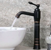 black oil rubbed brass single hole handle deck mount bathroom sink vessel faucet basin mixer tap knf299