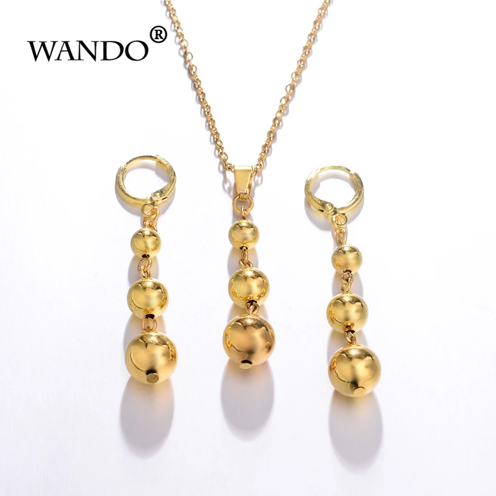 Комплект ювелирных изделий WANDO серьги с подвеской золотого цвета для женщин и