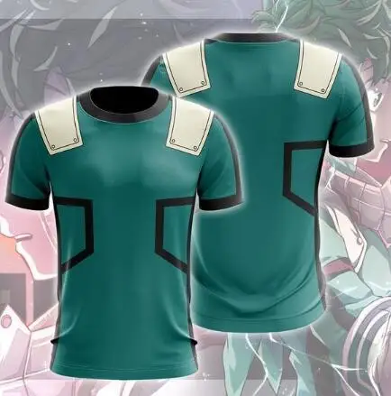 Green short sleeve My Hero Academy футболка для колледжа большого размера Униформа Мужская Женская Толстовка Косплей Одежда колледжа последние - Цвет: Green short sleeve