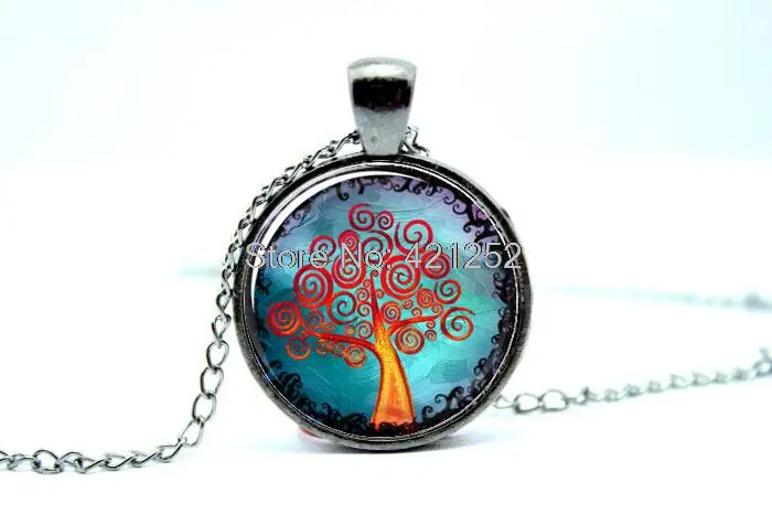 Ожерелье с фотографией ожерелье кабошоном в виде дерева Черная Цепь