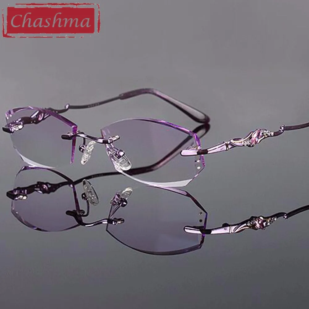 Чашма бренд ttianium очки без оправы Даймонд отделкой оттенок Цветной линзы женские