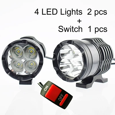 2pcs lights -1switch Motorcycle headlight 12v 50w led moto fog spot lights Auxiliary Work lamp 6000k pure white motorbike Headlamp car accessories - Цвет: 2pcs lights -1switch