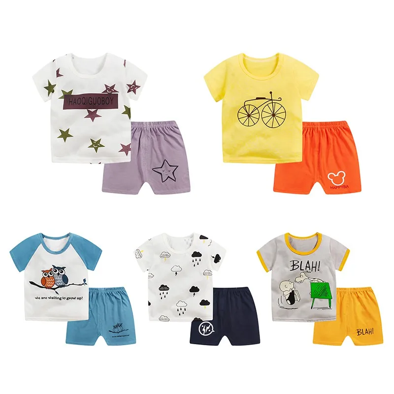 Милые летние комплекты одежды для новорожденных детская одежда с короткими