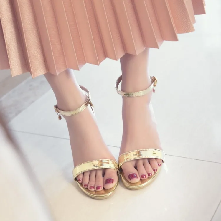 Сандалии женские на высоком каблуке Босоножки с открытым носком туфли пряжкой