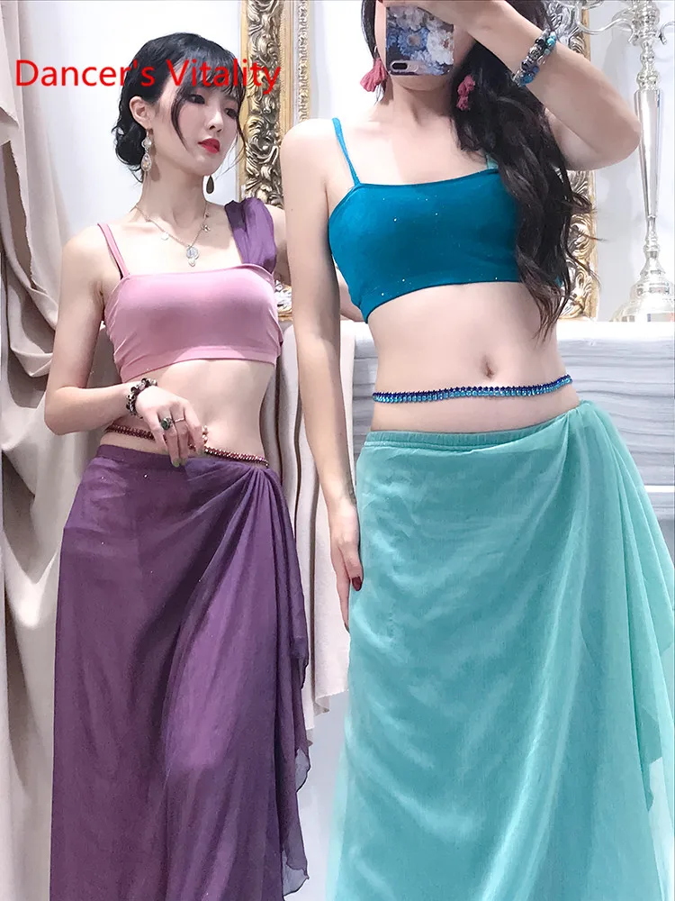 Женский костюм для танца живота длинная юбка с блестками в Восточном индийском