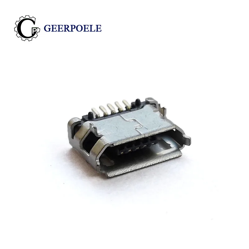 

50 pcs/lot Warp Edge DIP 5 Pin Type B Micro USB Female Flat Port Jack Tail Sockect For Samsung Lenovo Huawei ZTE ect