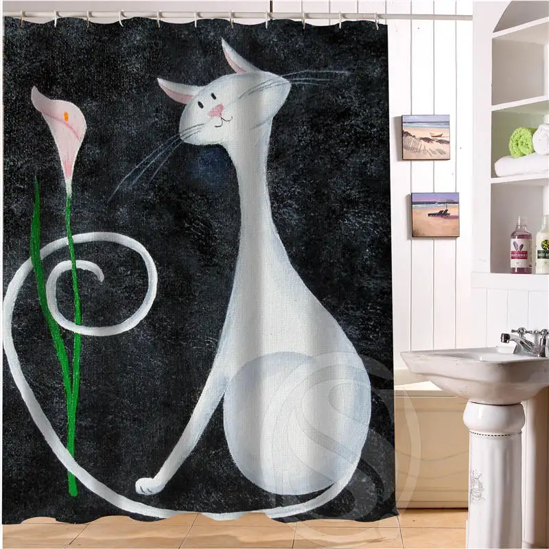 Мультяшная кошка индивидуальная занавеска для душа занавески ванной