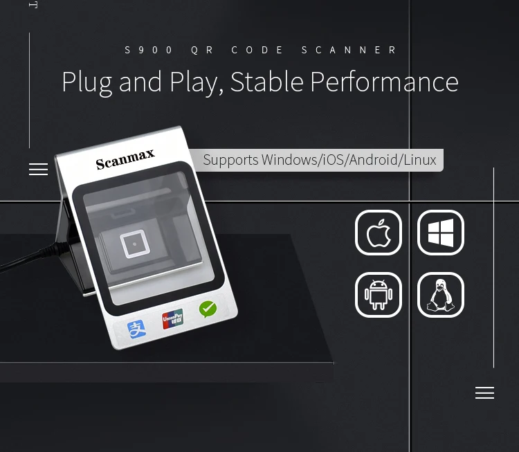 Новое поступление RAKINDA-kanmax S900 настольная платежная коробка USB 2D QR сканер штрих-кода для Мобильных Платежей
