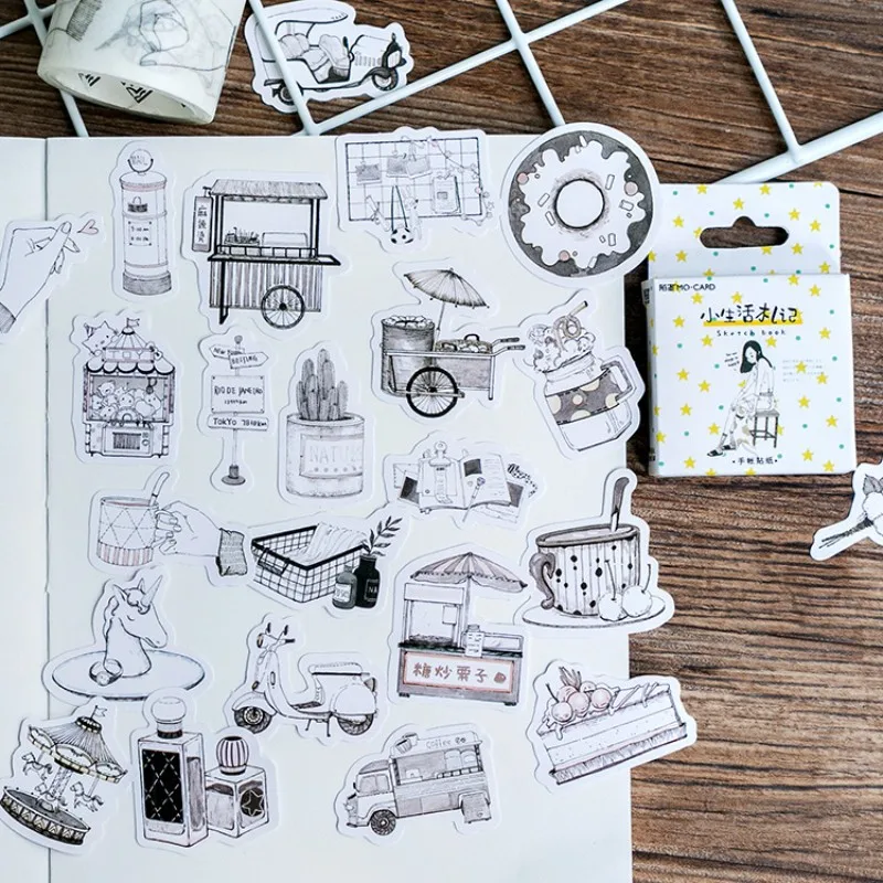 45 шт./кор. эскиз жизнь маленькие предметы бумажная наклейка s скрапбукинга