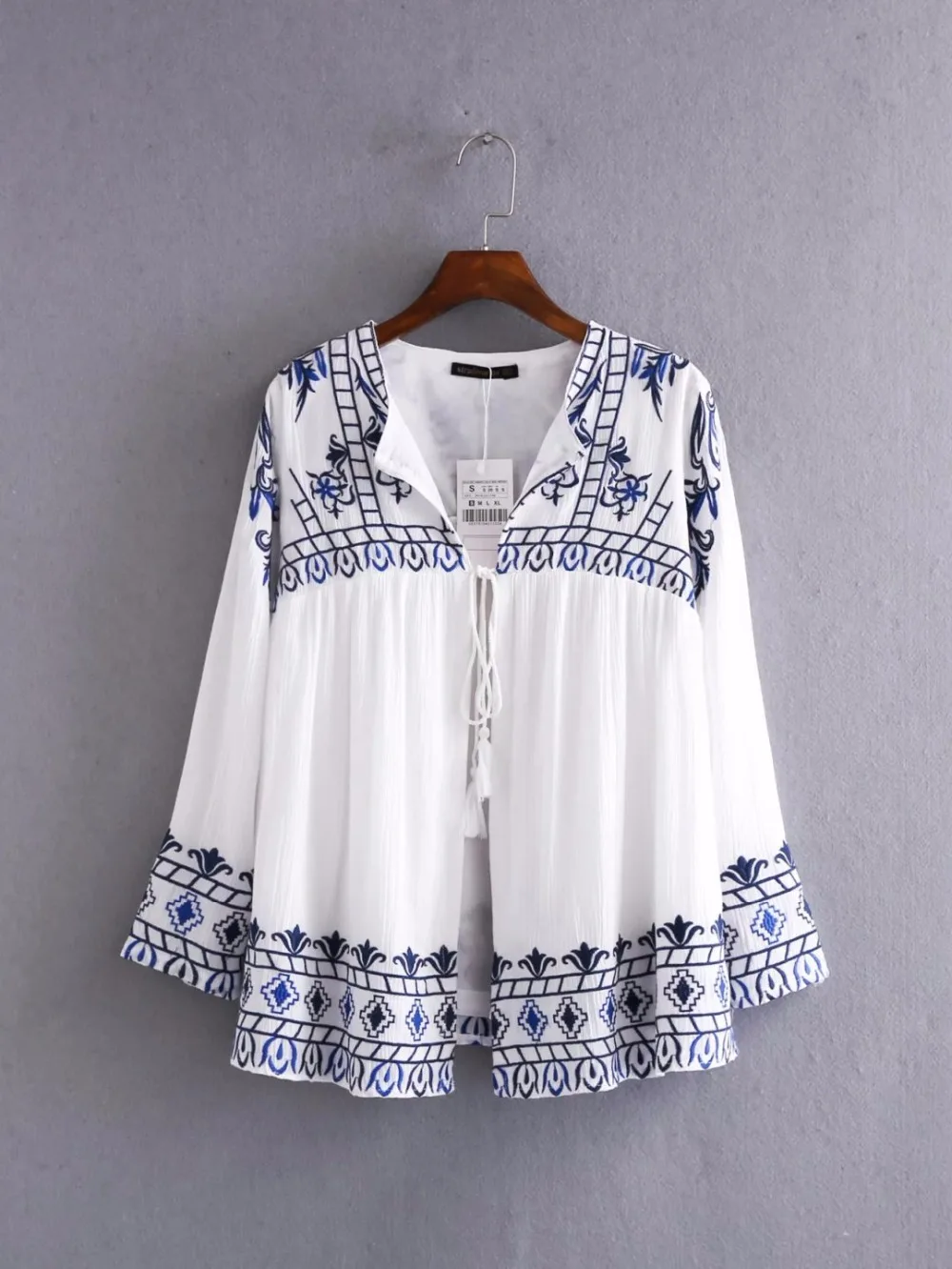 VOGU! N Новая женская винтажная Бохо Премиум Цветочная вышитая куртка Этническая 3/4