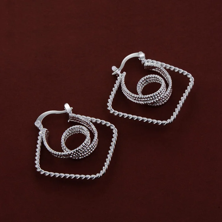 Простые высококачественные серебряные серьги Nested loop для женщин модные ювелирные