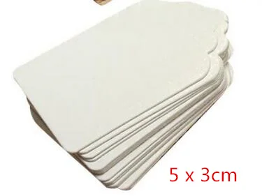 5 x 3cm white 50 шт в наборе! Пустые метки для выпечки, белые, черные, коричневые бумажные бирки, сделай сам, крафт-картон, бирки для одежды, этикетки для швейных принадлежностей - Цвет: 5 x 3cm white