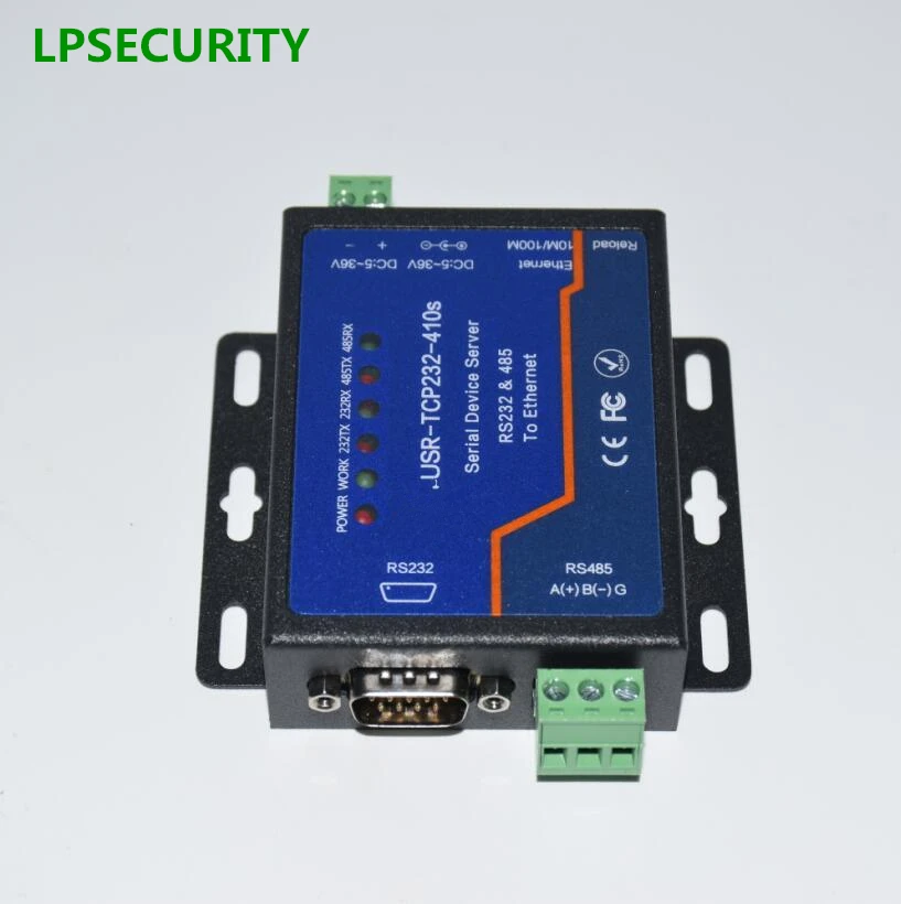 LPSECURITY USR-TCP232-410S Серийный RS232 RS485 для серверного терминала Ethernet с блоком питания |