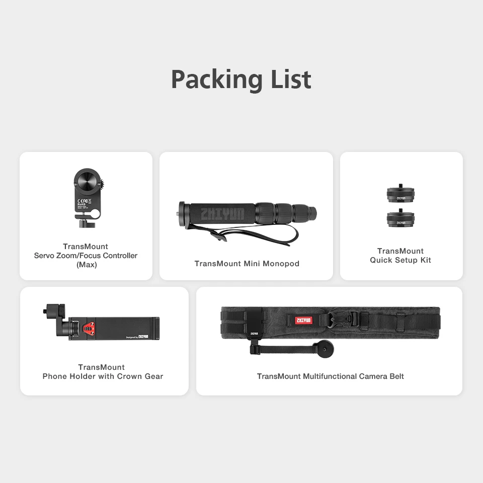 Zhiyun WEEBILL лаборатории создателя комплект аксессуаров, включают Servo Zoom/Фокус контроллер(макс.), быстрой настройки комплект, Камера пояса и т. д