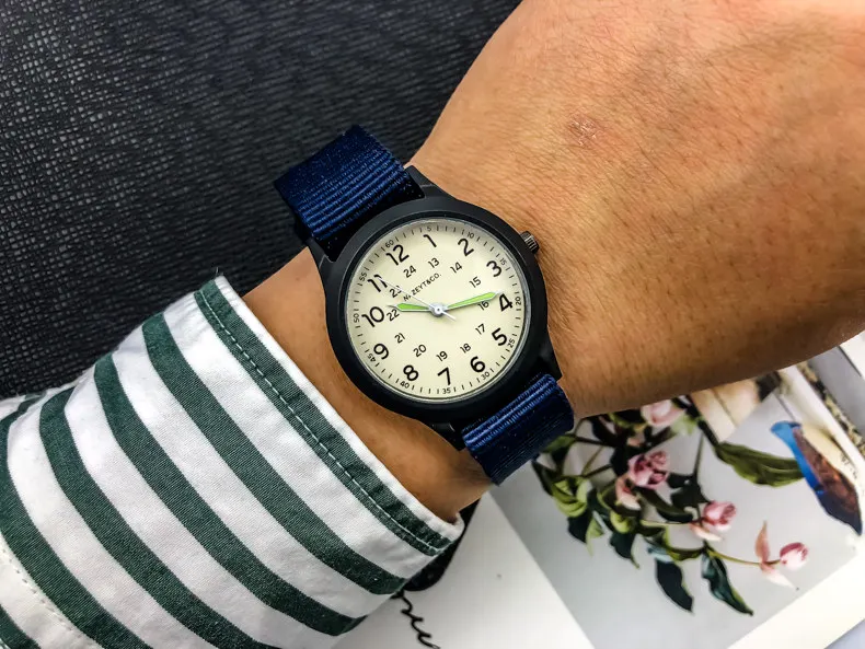 blue black white 2019Nazeyt Брендовые спортивные часы со светящимися стрелками для мальчиков и девочек с нейлоновым ремешком, подарок, часы унисекс с простым циферблатом - Цвет: blue black white