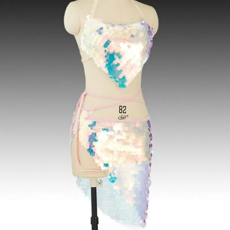 Ruoru блестящая Русалка набор костюма для танца живота женский бюстгальтер юбки