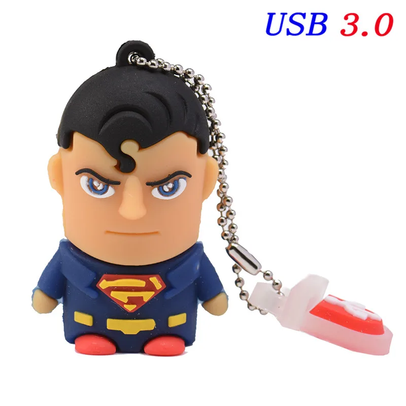 Super man JASTER 3,0 супер человек USB флеш-накопитель Человек-паук Бэтмен Капитан Америка Флешка 4 ГБ 8 ГБ 16 ГБ 32 ГБ карта памяти, Флеш накопитель в подарок - Цвет: Super man