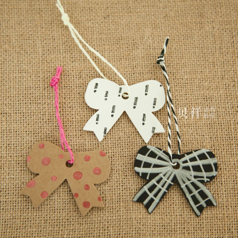 Новинка 2016 бумажные бирки бант подарочное украшение для свадьбы/рождества