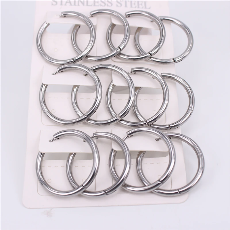 25MM 6pairs MGUB, классические модные ювелирные изделия из нержавеющей стали, гладкие серьги-кольца, женские модели сережек, опт, 6-12 пар/набор LH548 - Окраска металла: 25MM 6pairs