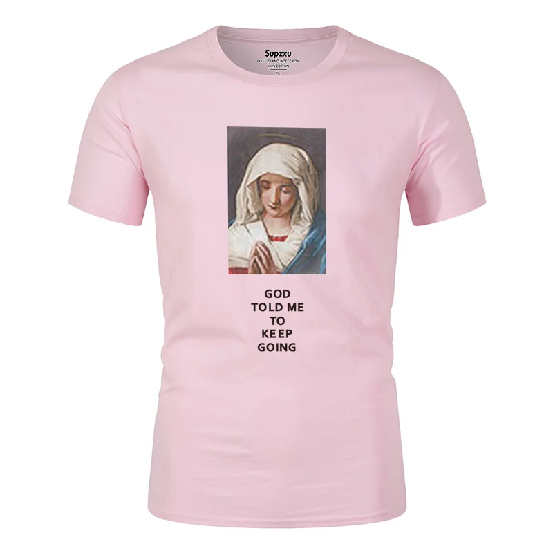 2019 летние мужские футболки с принтом Девы Марии Повседневная футболка коротким